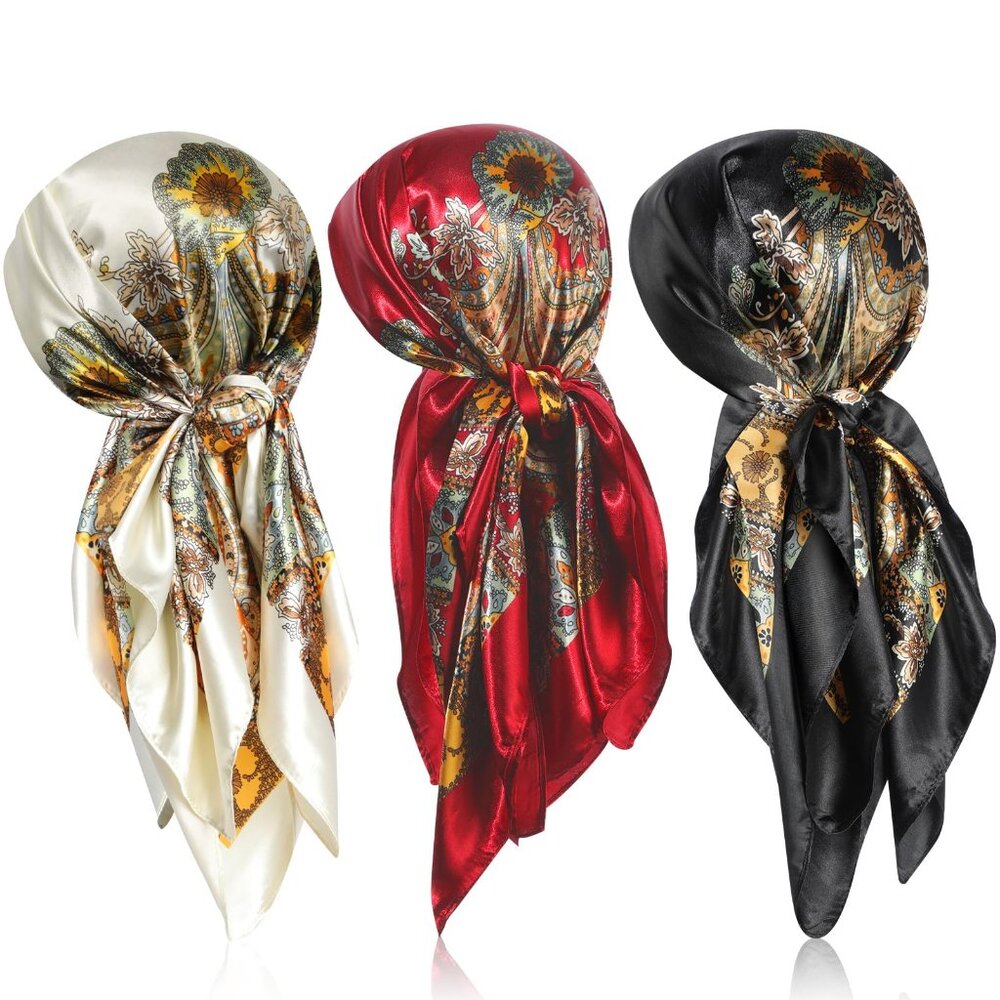 Silk Satin Head Scarf Set Elegant Minimal Chic Sleep Hair Wrapping Accessory